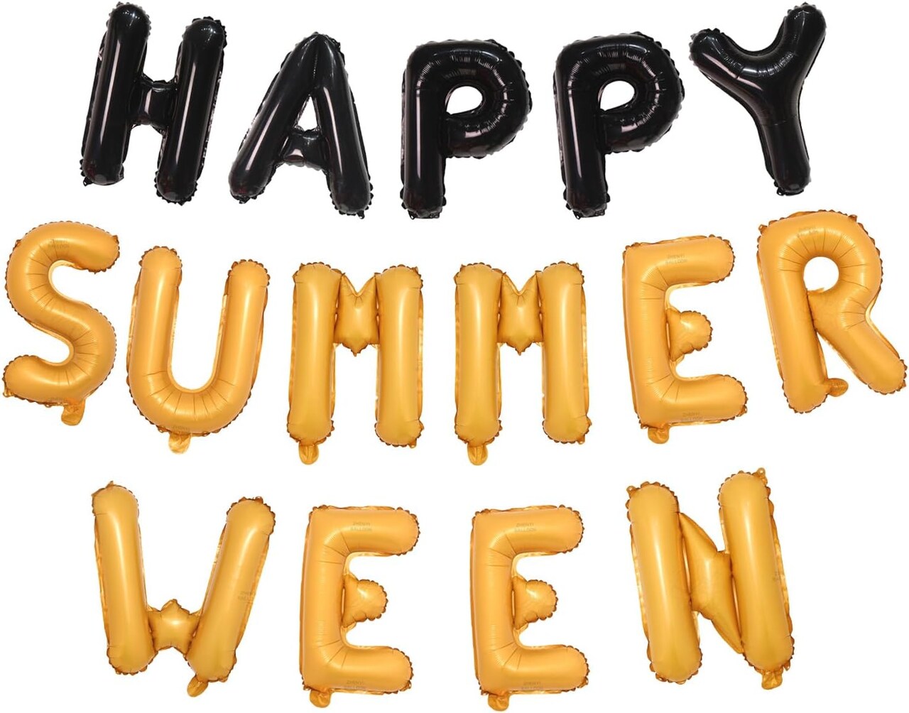 Summerween Balloons Banner Summer Halloween Party Decorations (Black Orange) 0.1 x 0.1 x 0.1 inches